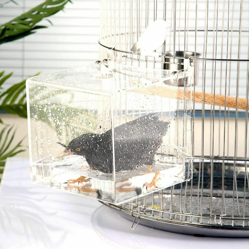 GURECOD Hanging Bird Bath Cube Bird Bathtub Bath Shower Box Bowl Cage - 8.3 x 8.3 x 8.3 inch
