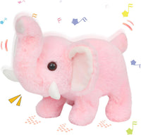 Hopearl Walking Gray Tabby Cat Interactive Electronic Pet Plush Kitty - Elephant-Pink