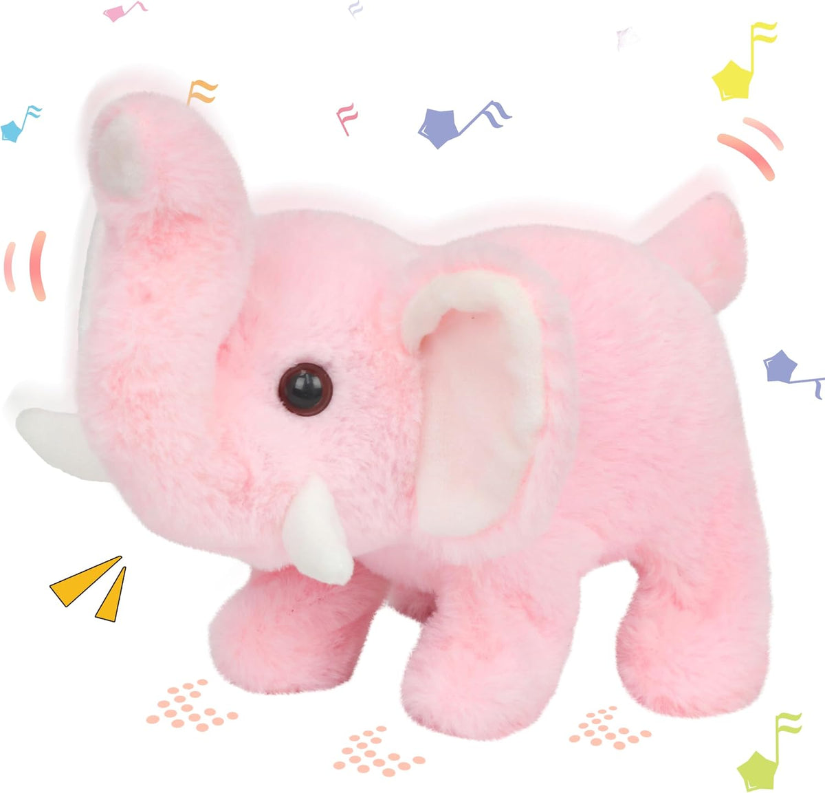 Hopearl Walking Gray Tabby Cat Interactive Electronic Pet Plush Kitty - Elephant-Pink