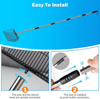 10inch Large Metal Chicken Poop Scooper,32 to 67" Adjustable Long Chicken Coop Litter Scoop,Heavy Duty Sifting Shovel for Chicken Coop & Pet Waste Cleaning