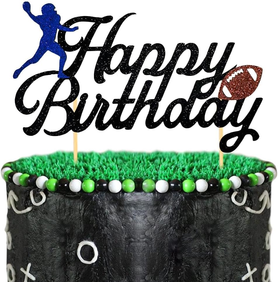 Moitkptt 24 glitter football player cupcake toppers - view 5
