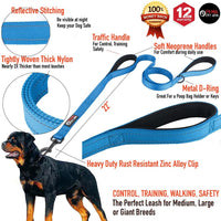 Dog Leash 6ft Long, Traffic Padded Two Handle, Heavy Duty - 6FT / Blue - image 2