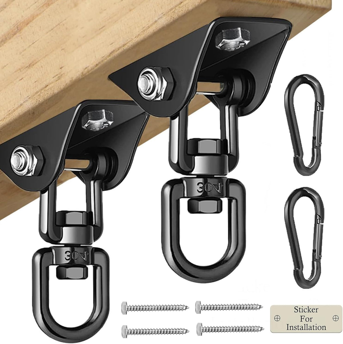 Heavy Duty Swing Hangers for Wooden Sets 2000 LB Capacity Hammock - Black / 2 Packs