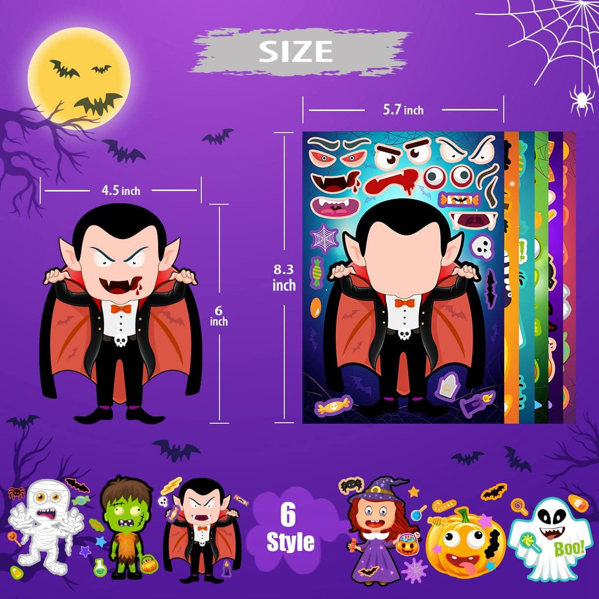 60 Packs Halloween Stickers Pumpkin Decorating Kit - 30pcs Halloween Sticker - image 3