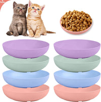 Set of 8 shallow wheat straw whisker fatigue cat bowls in 4 colors