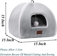 Cat Bed for Indoor Cats - Cat Cave Beds Cat House Cat Tent with Removable Washable Cushioned - Grey / M(15 x 15 x 15 Inch) - image 2