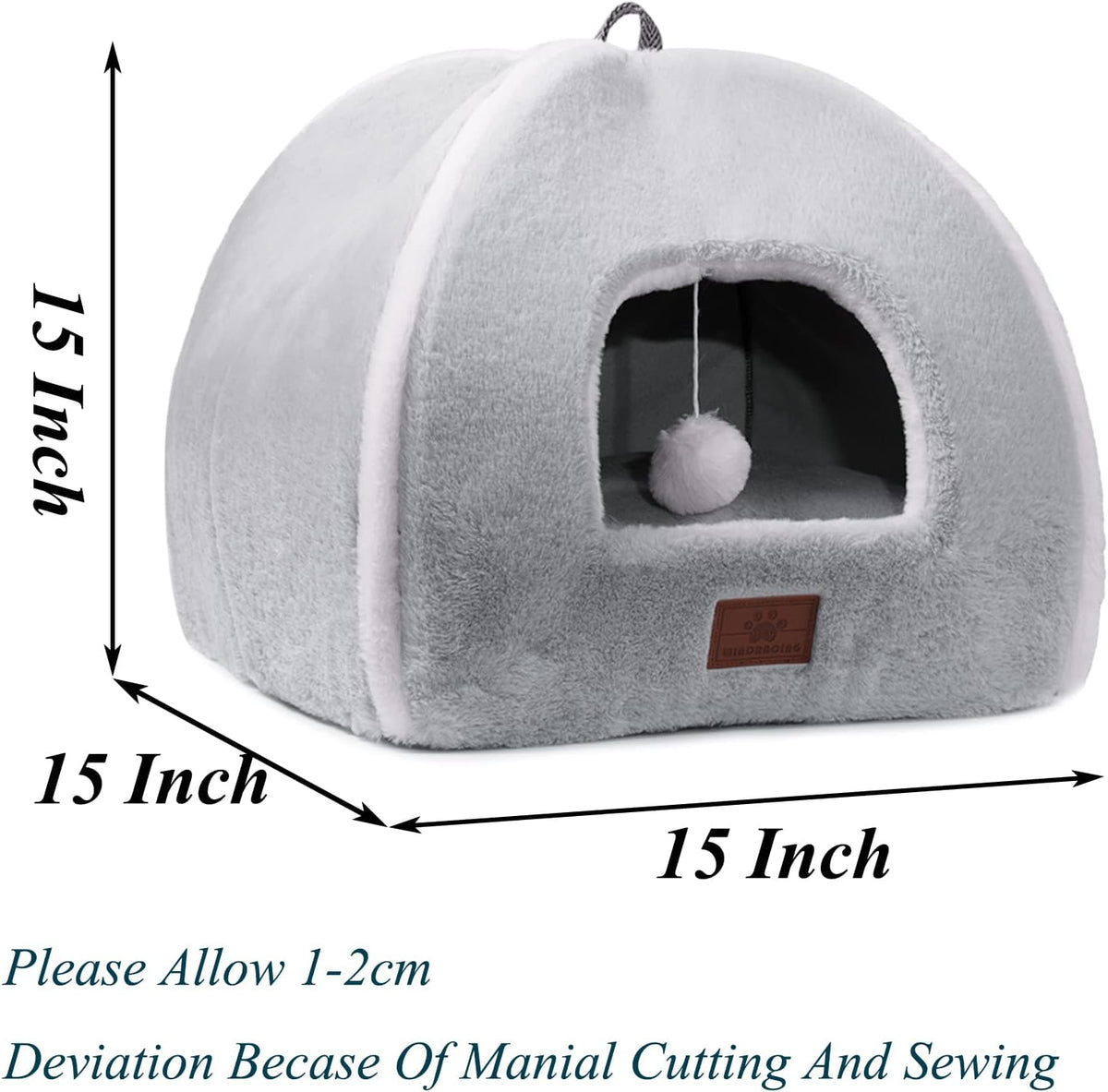 Cat Bed for Indoor Cats - Cat Cave Beds Cat House Cat Tent with Removable Washable Cushioned - Grey / M(15 x 15 x 15 Inch) - image 2
