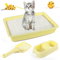 PAWISE Cat Litter Box Set, Small Kitten Starter Kit - Yellow