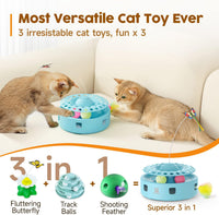 Potaroma Cat Toys 3in1 Automatic Interactive Kitten Toy - Blue - image 2