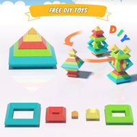 Ggiibro sorting stacking toys, 40 colorful pyramid blocks with storage box - view 6
