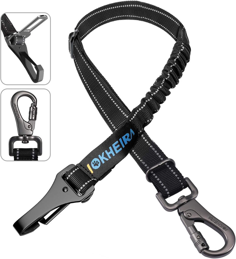 Dog Seat Belt 3-in-1 Car Harness for Dogs Adjustable Safety Seatbelt - Black