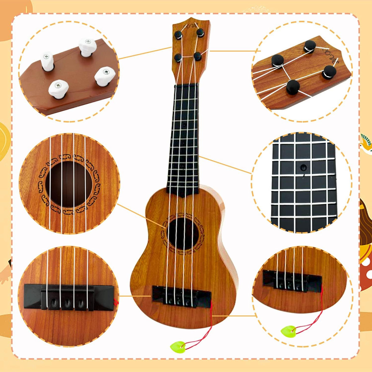 Kids Toy Ukulele Guitar,Classical 17inch 4 String Mini Children Guitar with Pick,Educational - image 3