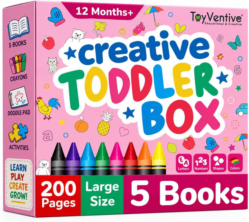 Coloring Books For Toddlers 1-3 with Jumbo Toddler Crayons - Pink