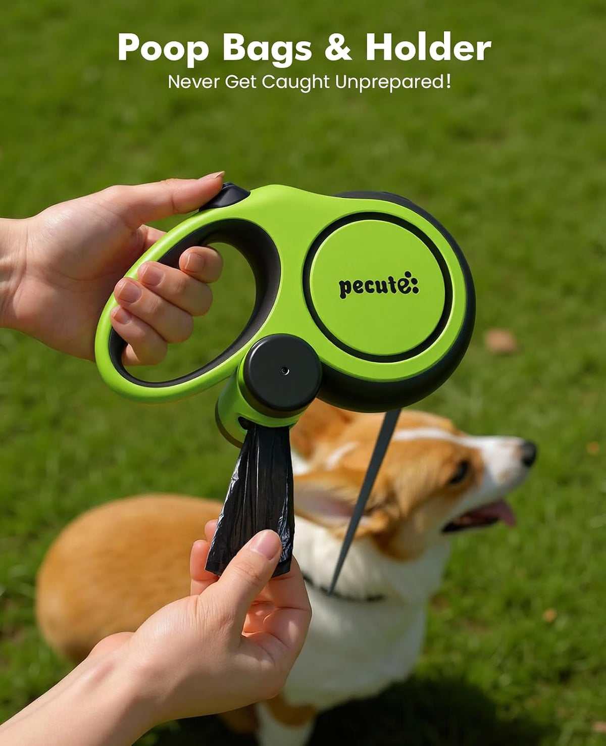 Pecute Heavy Duty Retractable Dog Leash 26ft for Large Dogs – Essentials for Dogs - Green / 16ft| up to 110 lbs - image 3