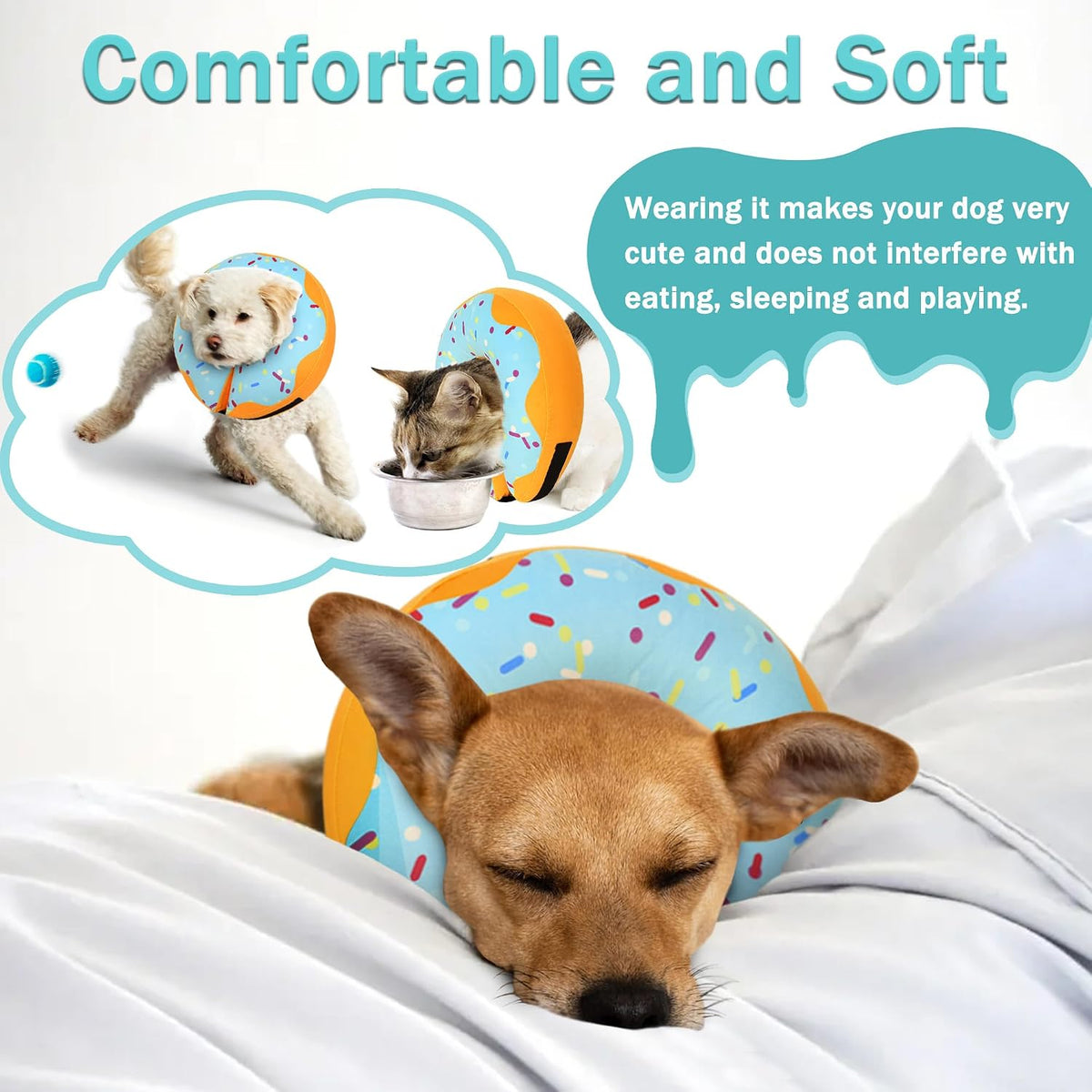 Inflatable donut recovery collar for dogs and cats with adjustable straps - view 3