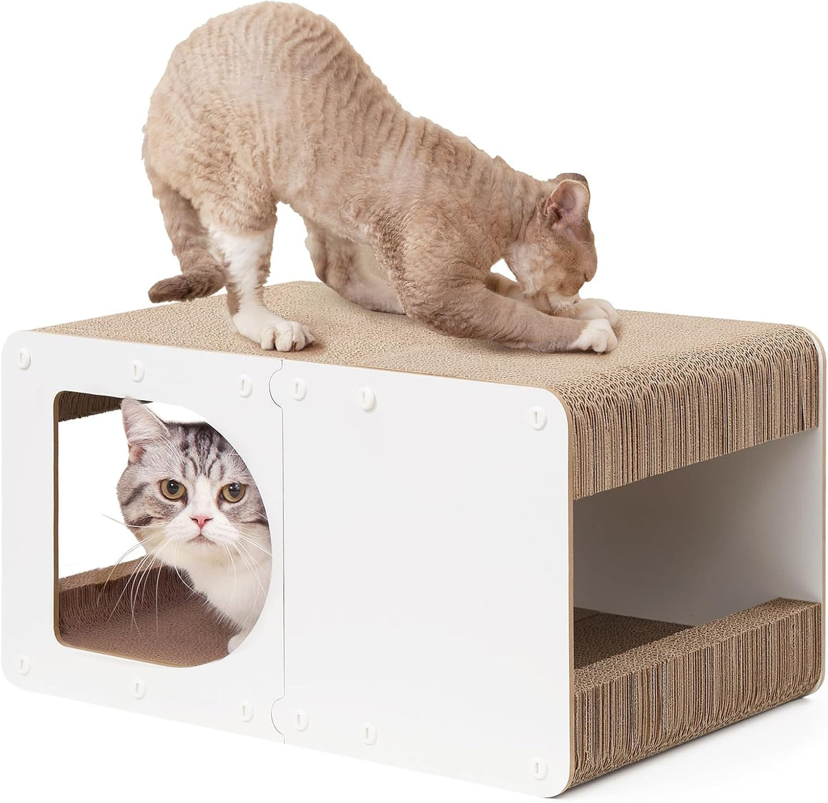 EHEYCIGA Cardboard Cat Scratcher House - 20x11.5x10.5inch / White