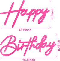 Happy Birthday Sign for Backdrop - Felt / Hot Pink - image 2