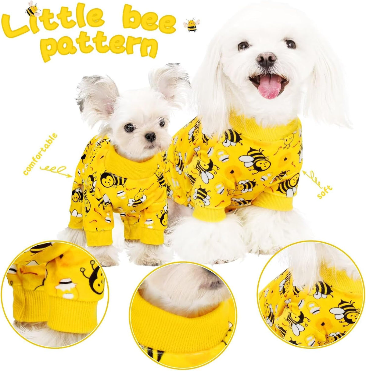 Dog Pajamas Onesie: Comfortable Four-Legged Apparel for Small - Sky Blue Cute Little Bee / XS-(2~5lb) | Chest(~13.7") - image 2