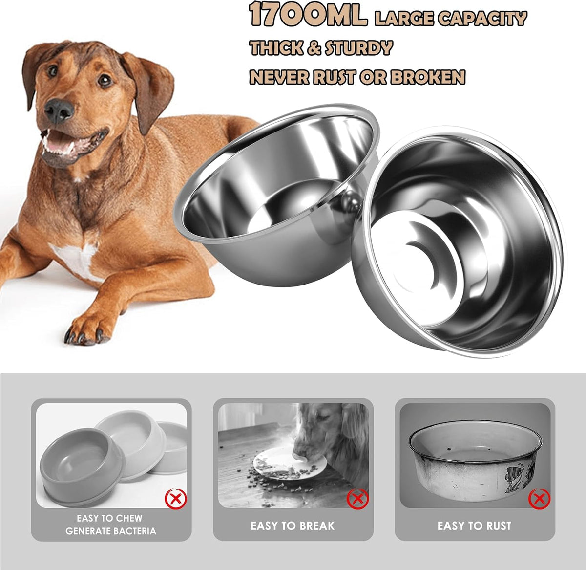 Metal Raised Dog Bowl Stand for Large and Medium Dogs - Height-10inch / Black-L - image 3