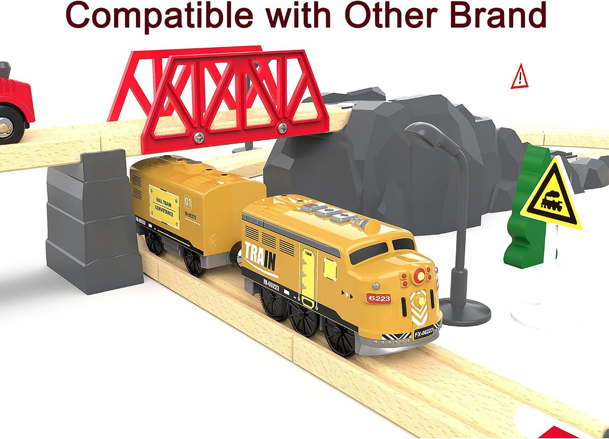 Motorized Train for Kids, Remote Control Locomotive Train Toy for Wooden Tracks, Battery Powered - Motorized Train - image 4