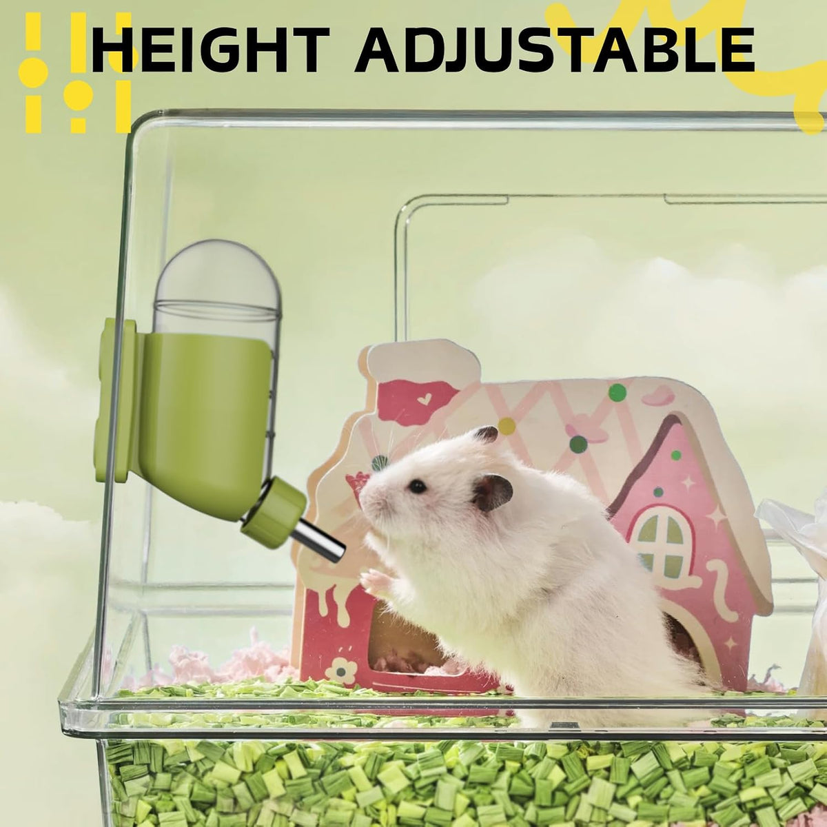 Hamster Water Bottle with Magnetic Holder - Green / 4 oz (Magnetic-Mounted) - image 4