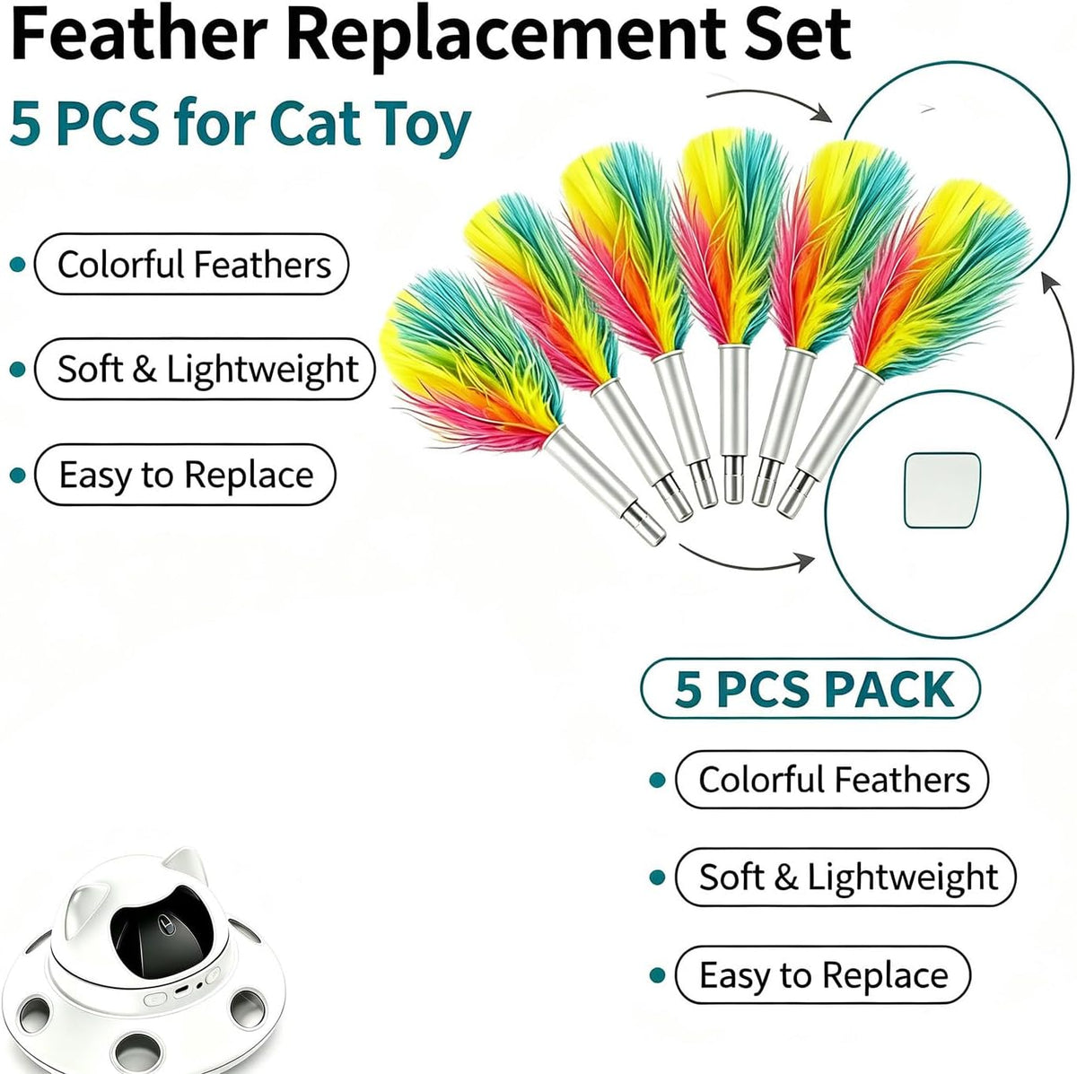 Telescopic Feather Decor Parts - Yellow, Pink, Blue - image 2