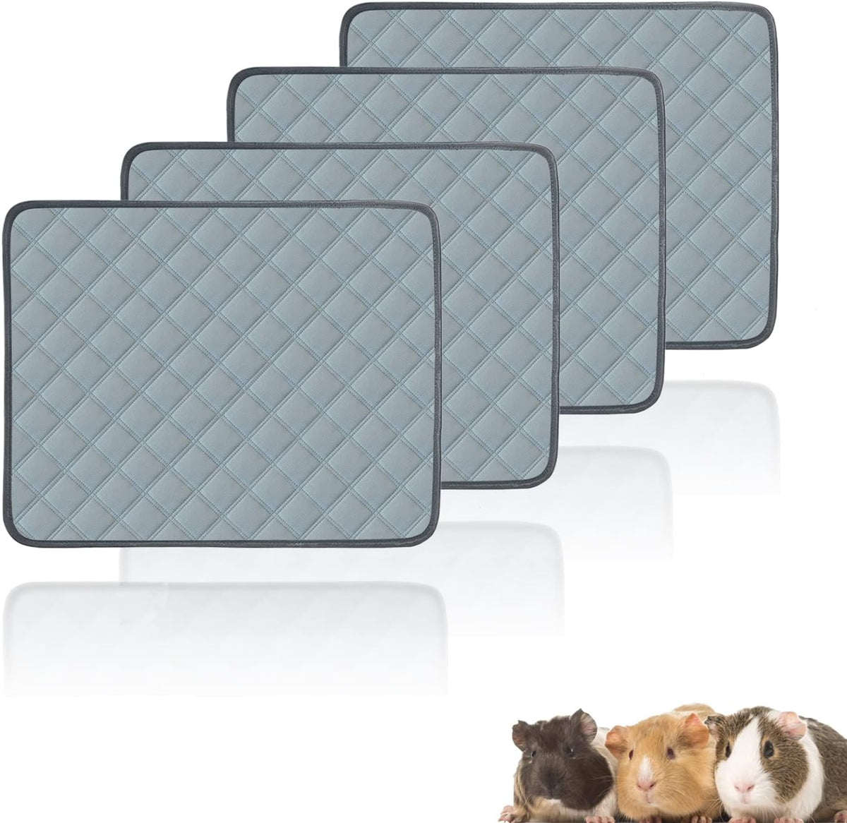 4 Pack Guinea Pig Cage Liners Washable Guinea Pig Bedding Reusable - Light Grey / 24" x 18" (4 Pack)