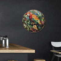 Lygond Metal Sign Tin Sign Circular Stained Glass Parrot Funny Outdoor Decor for Restaurant 12×12 Inches