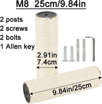 7.4cm 2.91in Diameter Cat Tree Scratching Post Replacement Sisal Pole - 9.84in/25cm / M8*2posts - image 2