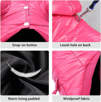Dog Coat for Small Dogs, Windproof Doggie Puffer Jacket with Leash Hole, Extra Warm Dog Jacket - XX-Large / Pink - image 4
