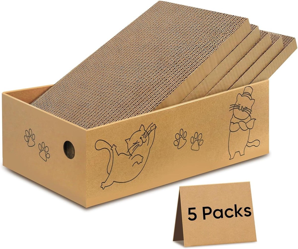 Cat Scratcher, 5 Packs in 1 Cardboard Box Cat Scratching Pad, Large – Essentials for Cats - 5 Packs with Box