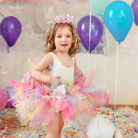 SuPoo 4th Birthday Headband Flower Crown for Girls Princess Tiara 4th - Pink-1st - image 3