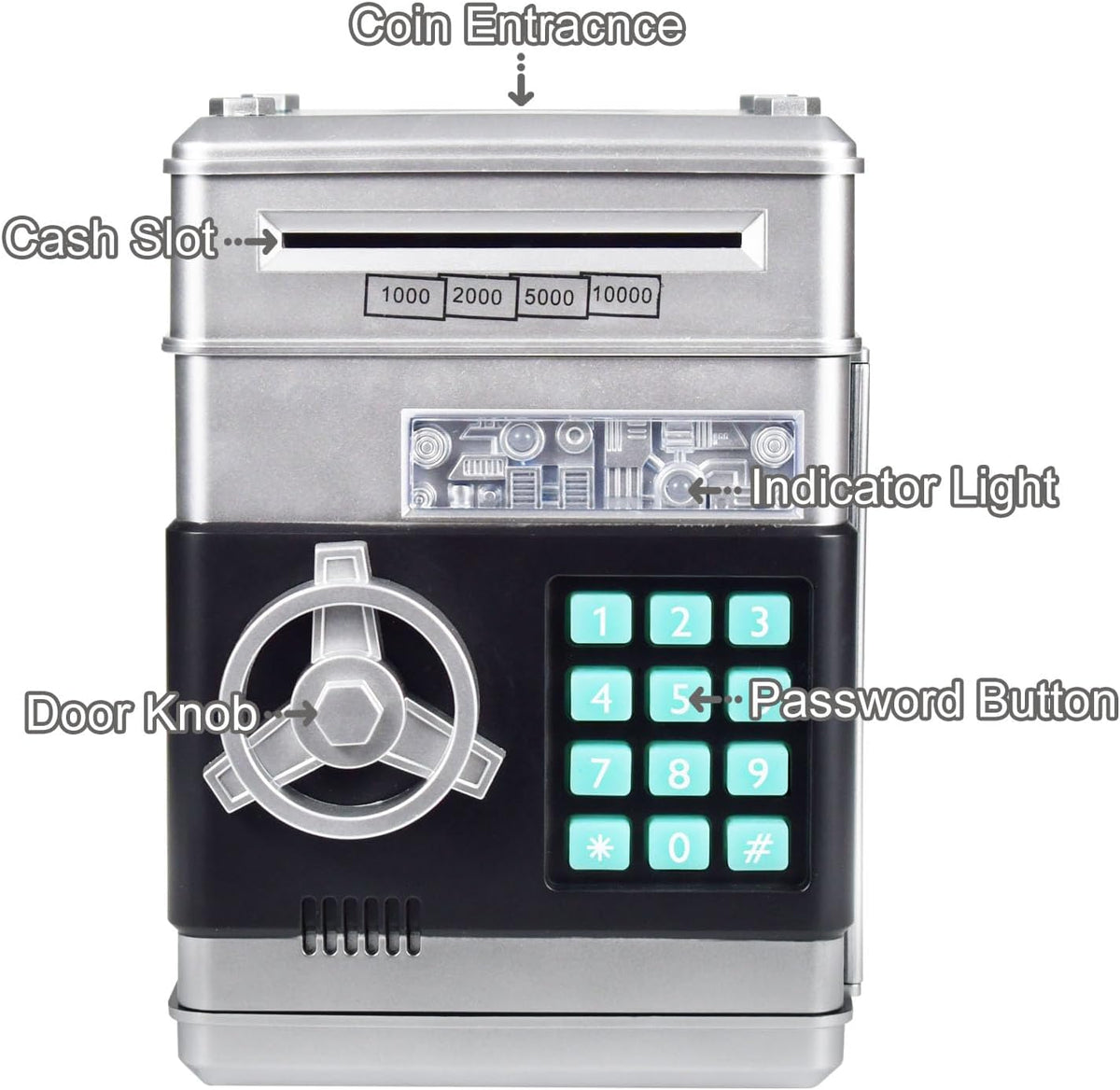 HUSAN rose gold electronic ATM piggy bank for kids with password keypad - view 23