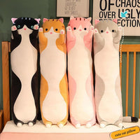 Long Cat Plush Pillow Soft Cat Hugging Pillow Stuffed Animal Pillow - Pink / 43.30 inches - image 3