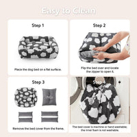 JOEJOY Cute Dog Bed Medium Size Dog - Cozy Clouds Grey / S PLUS (25"x21"x7") - image 3