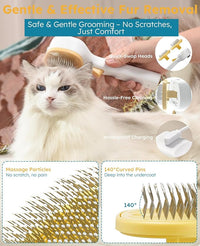 FURGO 3-in-1 Pet Steam Brush for Dogs & Cats – Reduces Static, Replaceable Heads, One-Touch Hair Ejection, Dog Spray Brush for Shedding Control(Long&Short)