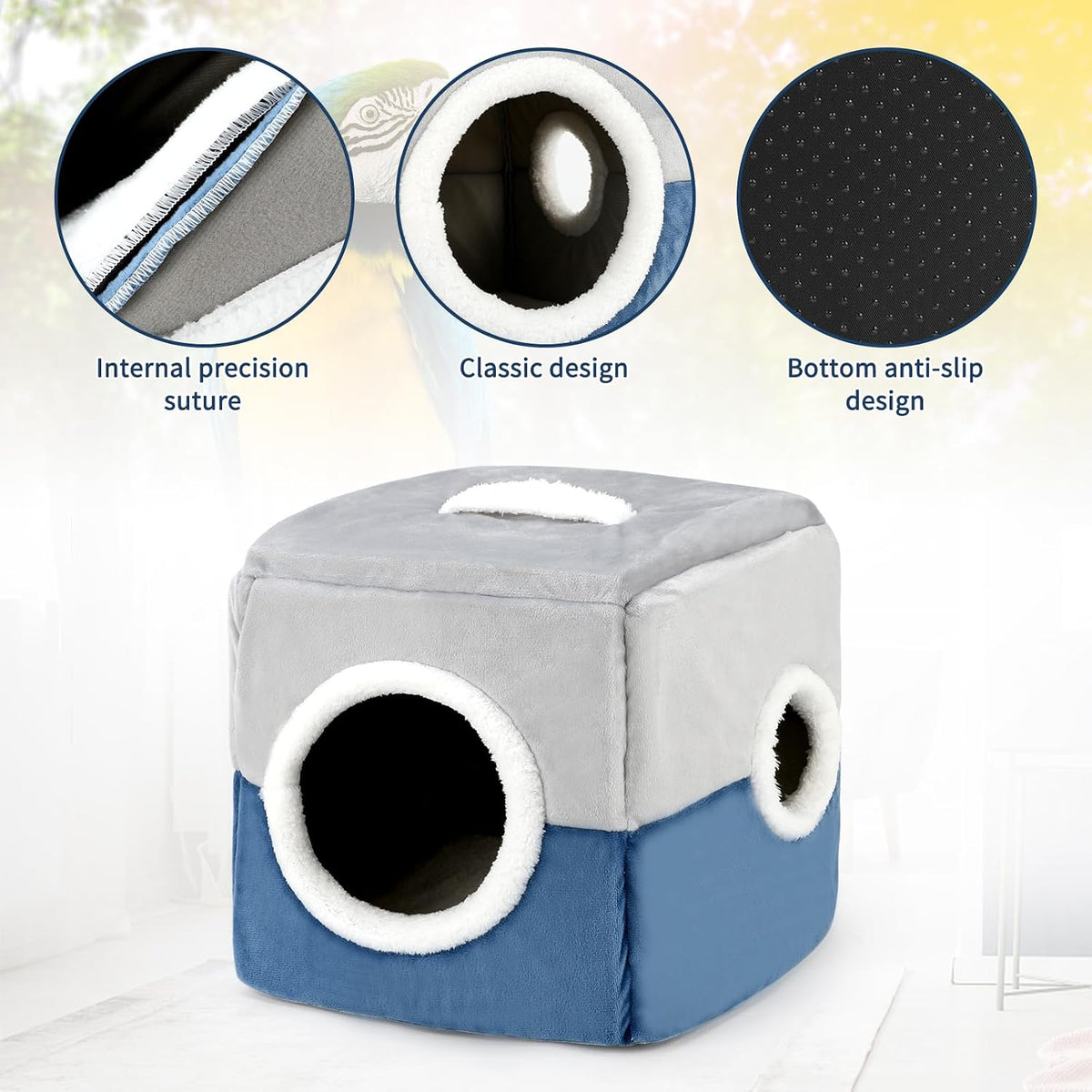 Parrot House Bird Nest, Hanging Bird Bed Snuggle Hut - Blue coffee color - image 4