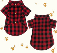 Plaid Dog Shirt Red Buffalo Outfit Soft Casual Clothes for Small Medium Large Dogs Puppy Cats Halloween Thanksgiving Christmas Costumes(S)