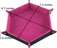 SIQUK 4 Pieces Dice Tray Set Foldable Dice Trays Hexagon Dice Rolling - Cyan, Pink, Violet and Black - image 2