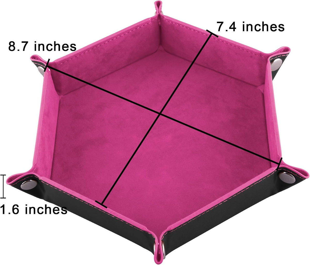 SIQUK 4 Pieces Dice Tray Set Foldable Dice Trays Hexagon Dice Rolling - Cyan, Pink, Violet and Black - image 2
