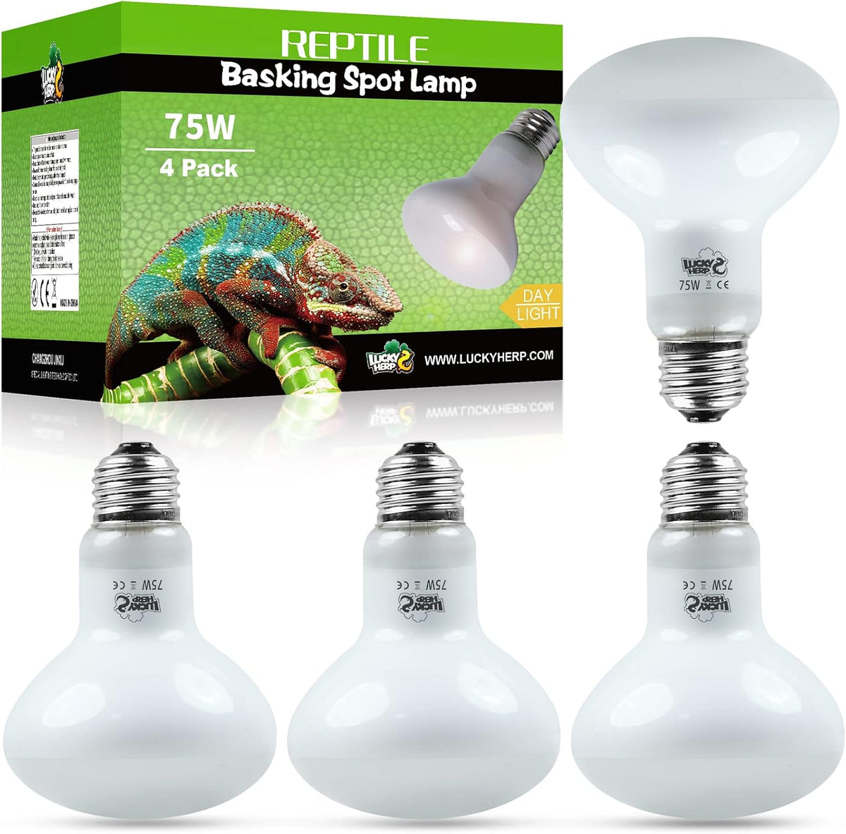 LUCKY HERP 4 Pack 100W Reptile Heat Lamp Bulb - 75