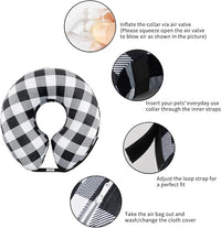 CuteBone Inflatable Dog Cone with Removable Soft Fleece Covers for Small/Medium/Large Dogs and Cats Neck Donut Collar After Surgery GWB03L