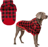Plaid Dog Hoodie Pet Clothes Sweater with Hat and Pocket for Small - Red / XX-Large (Pack of 1)