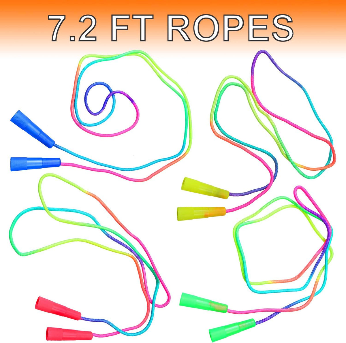 Elcoho kids rainbow jump rope set, 10 adjustable 7.2 foot nylon ropes with plastic handles - view 8