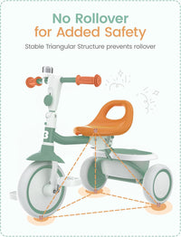 besrey Toddler Tricycle with Bell - Green - image 3