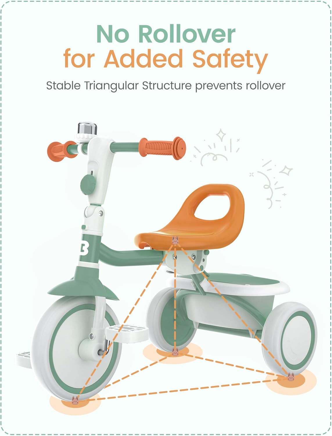 besrey Toddler Tricycle with Bell - Green - image 3
