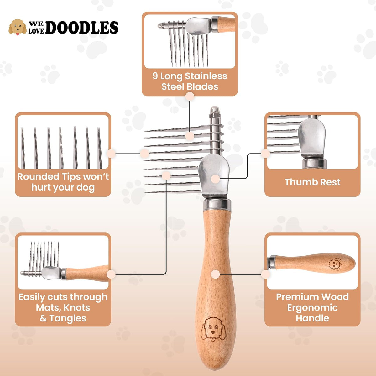 Dematting Rake for Dogs, Detangling - Dematting Rake Regular - image 4