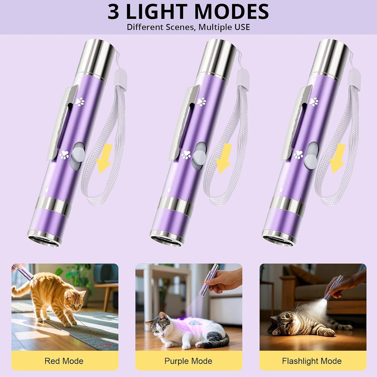 Cat Toys, Rechargeable, Interactive USB Chase Toy for Cats & Kittens – Essentials for Cats - Purple 2pcs - image 3