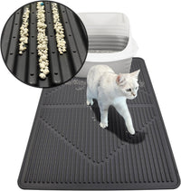 Rubber Cat Litter Mat Litter Box Mat - Black / XL-28" x 20" Thickened
