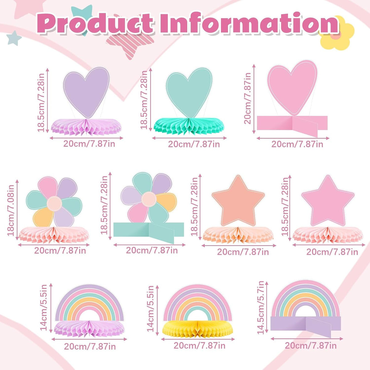 10 Pcs Candy Party Decorations Candyland Table Decor Welcome - Rainbow - image 2